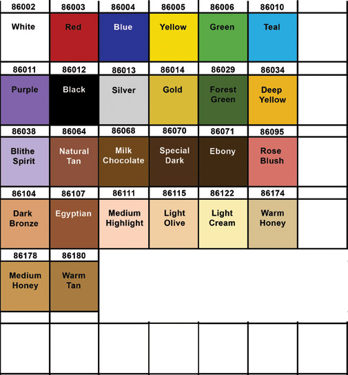 We also carry singles of rmgp colors, as shown in the chart below.